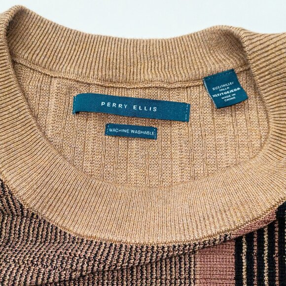 PERRY ELLIS Men's Textured Vertical Stripe Crewneck Sweater. Size XLT - Picture 4 of 6